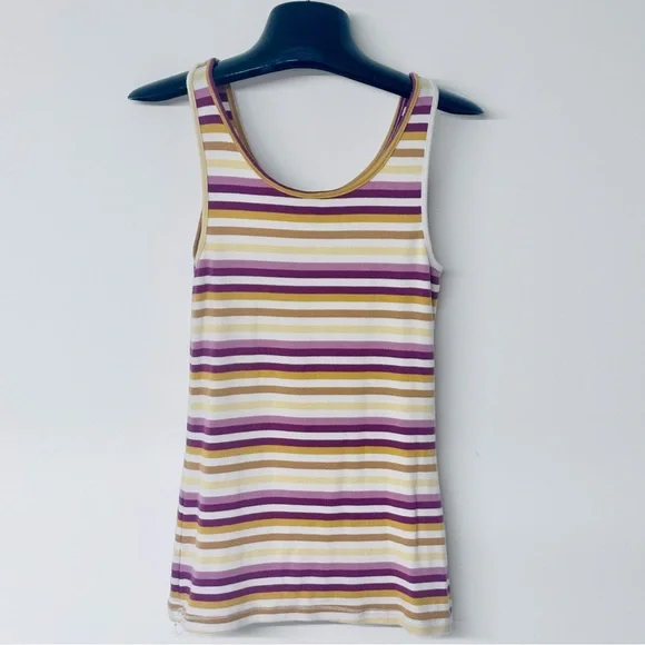 a new day - Mauve, Cream & Tan Striped Tank Top - Women’s Size Medium - Picture 2 of 4